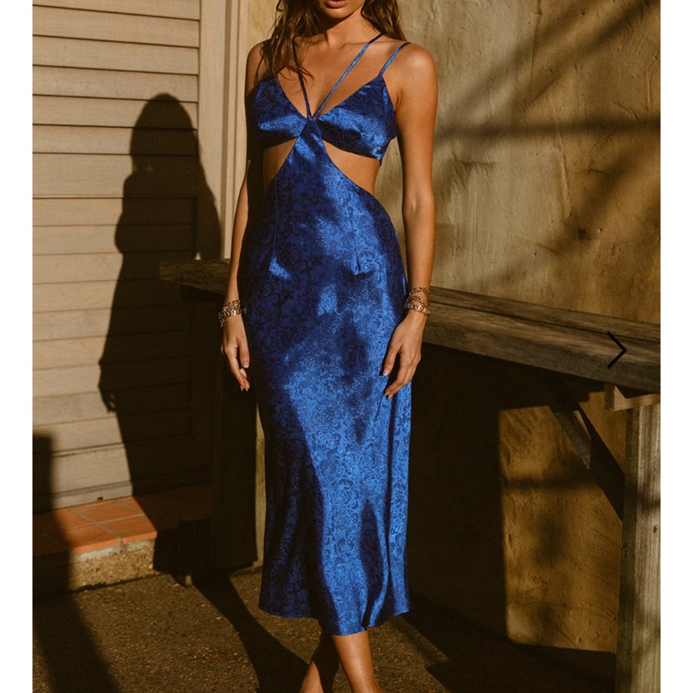 Runaway The Label Dreamer Blue Midi slip dress